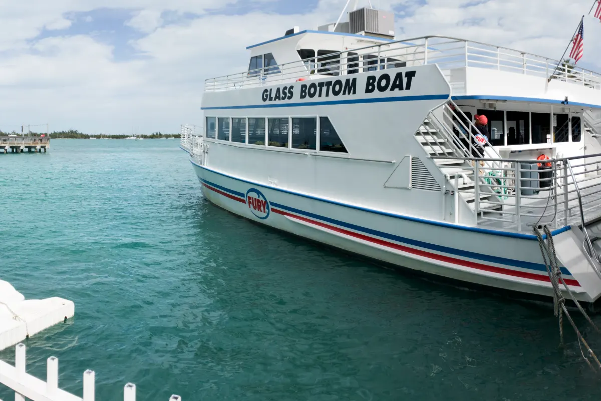 Glass-bottom boat moored at the Key West docks